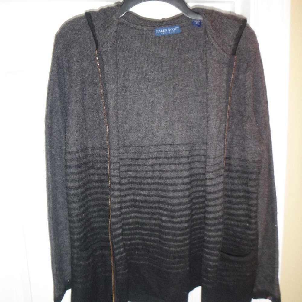 Women's Hooded Zipper Wool Cardigan Sweater
